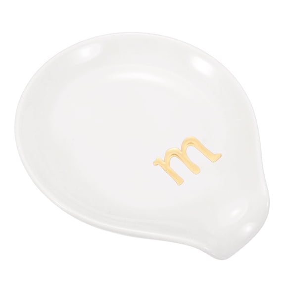 Uxcell Ceramic Coffee Spoon Rest for Kitchen Dining Table Decor(Letter M, White)