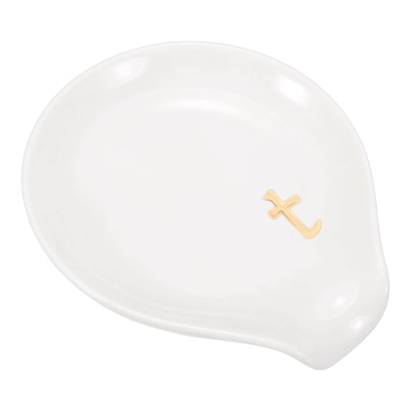 Uxcell Ceramic Coffee Spoon Rest for Kitchen Dining Table Decor(Letter T, White)