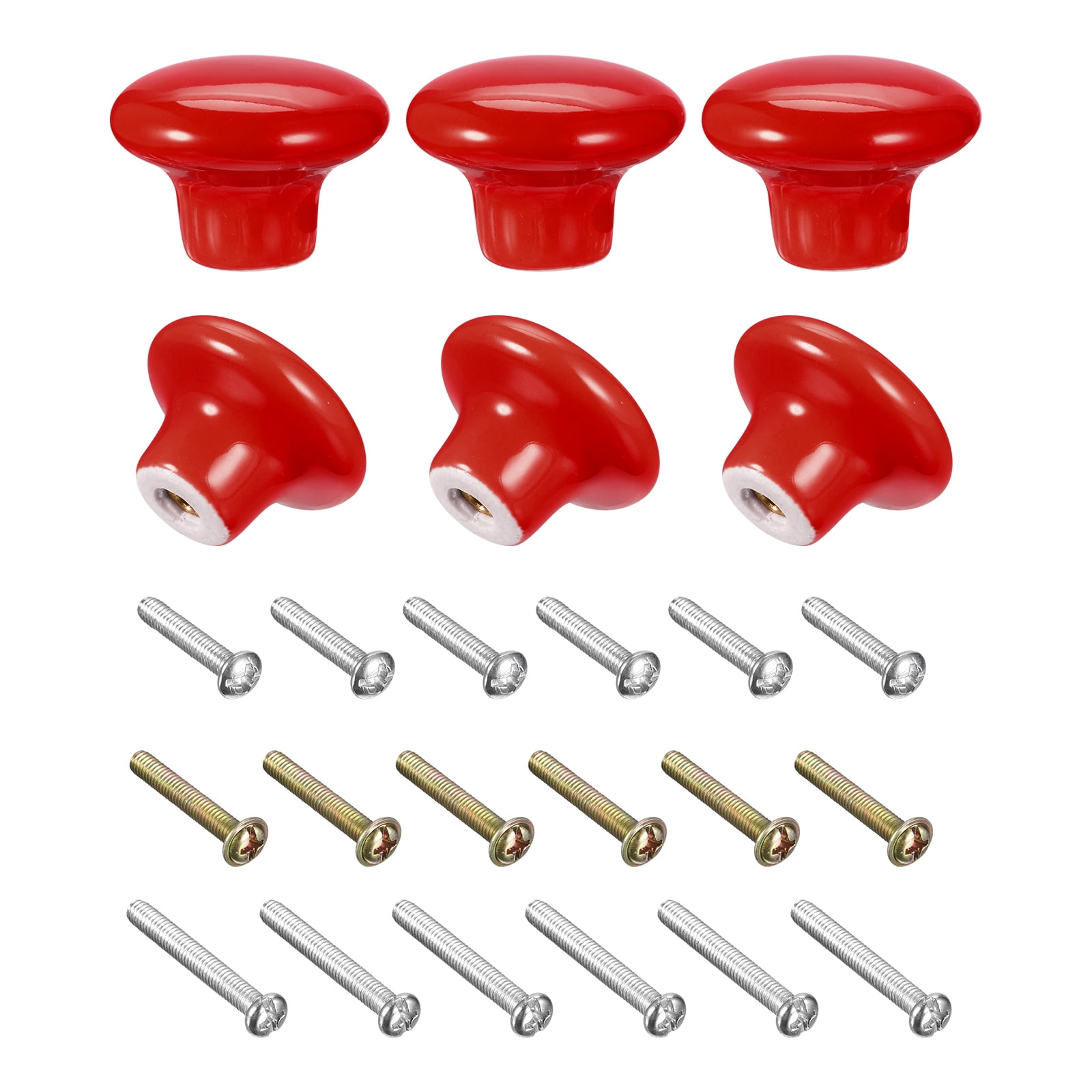 red dresser knobs Auvotuis 10Pcs Cabinet Ceramic Knobs, 1.5Inch/ 38mm Red Cute Drawer Knobs Round Dresser Knob Pull Handles with Screws for Cupboard, Wardrobe, Kitchen, Bedroom, Door, Kids' Room
