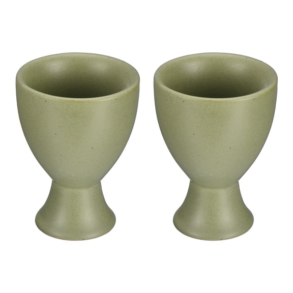 Uxcell Ceramic Egg Cup, 2-Pack Egg Holder Porcelain Holder for Hard Boiled Breakfast Cooking & Kitchen & Restaurant & Easter Decorations & Gift & Housewarming (5x5x7cm, Dark Green)