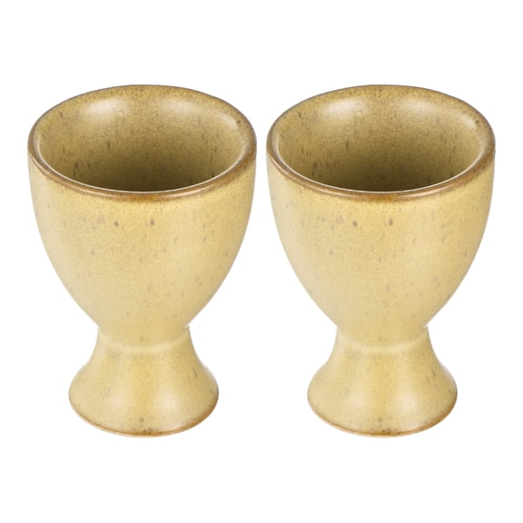 Uxcell Ceramic Egg Cup, 2-Pack Egg Holder Porcelain Holder for Hard Boiled Breakfast Cooking & Kitchen & Restaurant & Easter Decorations & Gift & Housewarming (5x5x7cm, Earth Yellow)