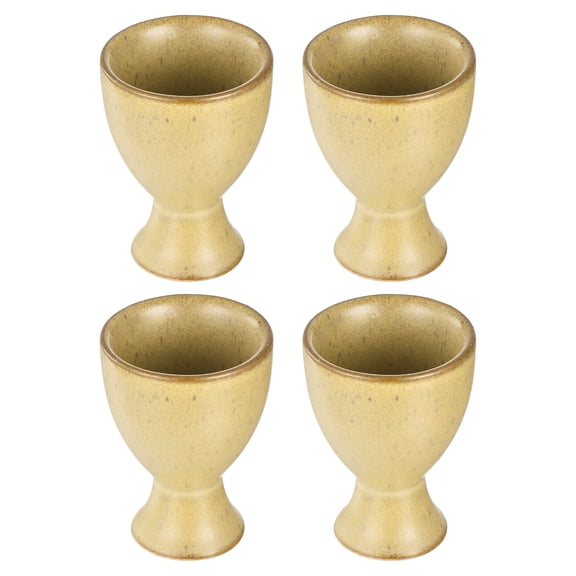 Uxcell Ceramic Egg Cup, 4-Pack Egg Holder Porcelain Holder for Hard Boiled Breakfast Cooking & Kitchen & Restaurant & Easter Decorations & Gift & Housewarming (5x5x7cm, Earth Yellow)