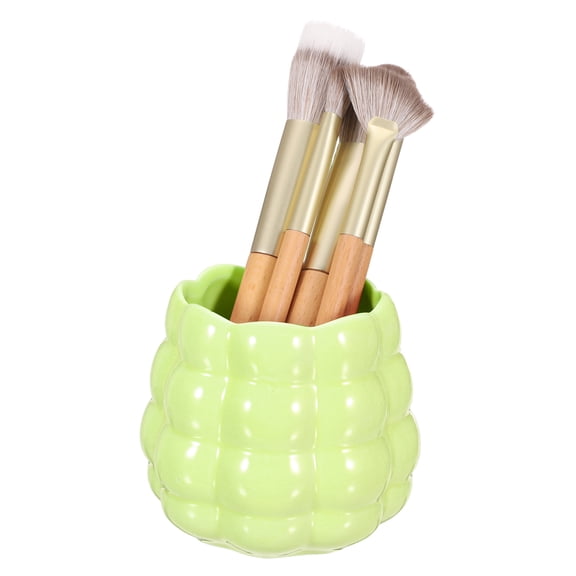 Uxcell Ceramic Pen Holder, Cheese Pencil Cup Makeup Brush Holder Organizer for Office Home Desktop Make Up Brushes Stationery Storage, White