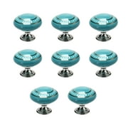 Uxcell Ceramic Vintage Knobs Pull Handle Gold Circle Blue 8pack