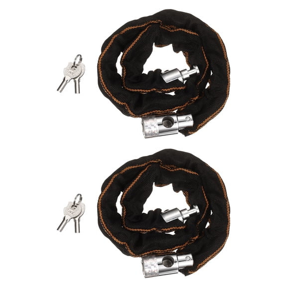 Uxcell Chain Lock, (2ft x 1", Silver) (2 Pcs), Thick Manganese Steel Anti-Theft Bike Chain Lock with 2 Keys, Suit for - Bikes/Trailers/Motorcycles/Garage Security