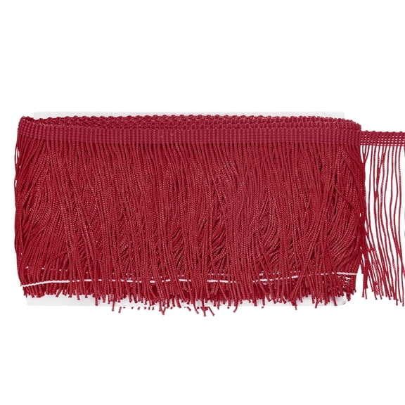 Uxcell Chainette Fringe Trim, 10 Yards of 4" Polyester Braid Tassel Trim for DIY Crafts/Lamp Shade Decoration/Sewing Fringe Thread Yarn [Date Red]