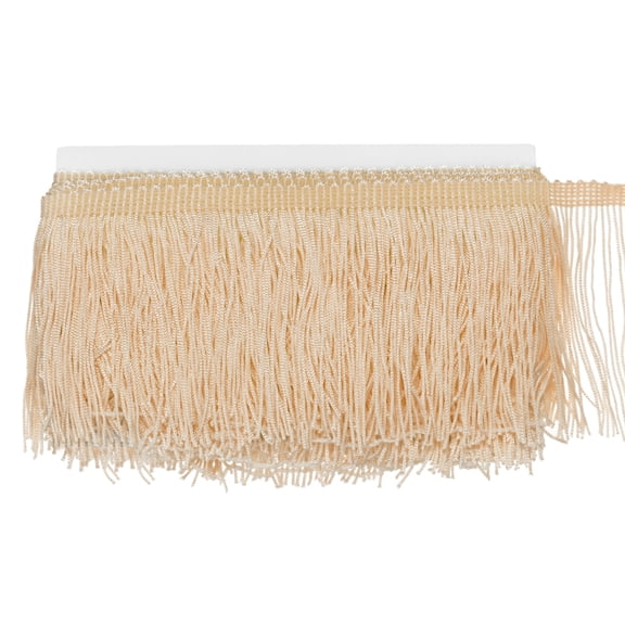 Uxcell Chainette Fringe Trim, 5 Yards of 4" Polyester Braid Tassel Trim for DIY Crafts/Lamp Shade Decoration/Sewing Fringe Thread Yarn [Khaki]