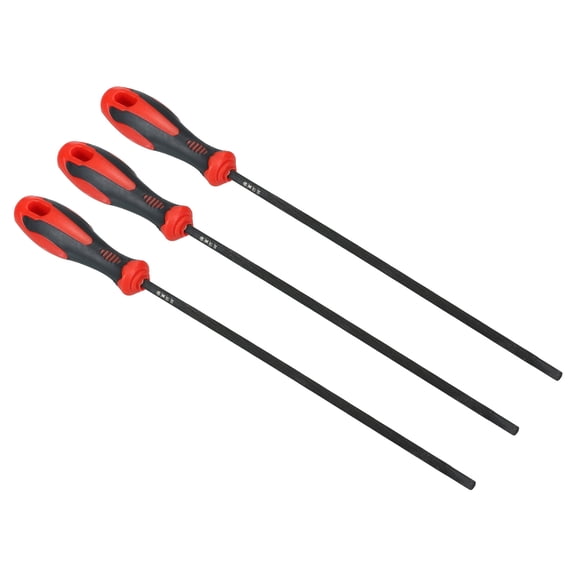 Uxcell Chainsaw Chain Sharpening File, 3 Pack 3/16-Inch (4.8 Mm) Chain Saw Sharpener File with Handle, Red Black