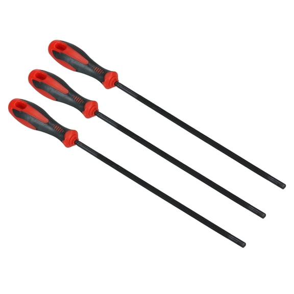 Uxcell Chainsaw Chain Sharpening File, 3 Pack 7/32-Inch (5.5 Mm) Chain Saw Sharpener File with Handle, Red Black