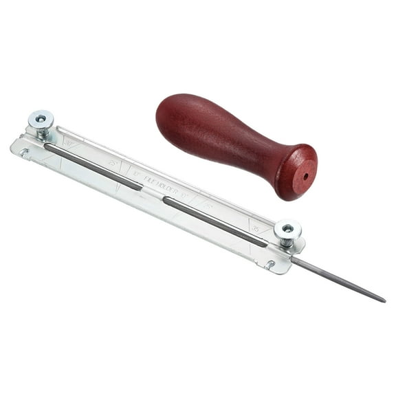 Uxcell Chainsaw Sharpener Kit 5/32Inch (4.0 mm) Round Saw Chain File with Angle Guide and Wooden Handle
