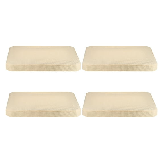 Uxcell Chair Seat Covers Rectangle, Washable Dining Seat Cover Protectors for Home Party, Cream Color 4 Pcs
