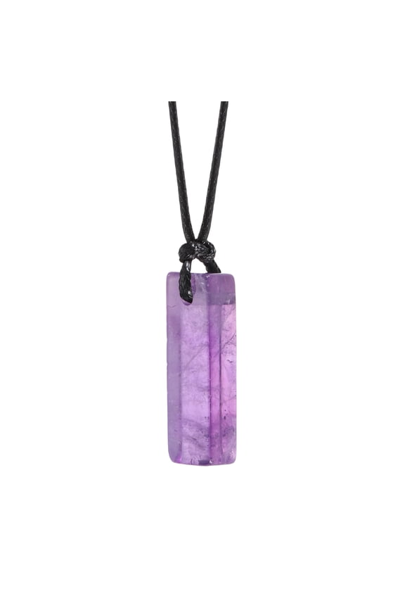 Chakra Crystals Necklace, Crystal Stones Bar Pendant Necklace Adjustable Black Rope Energy Natural Gemstone Pendant Jewelry for Unisex Men Women, Amethyst Purple