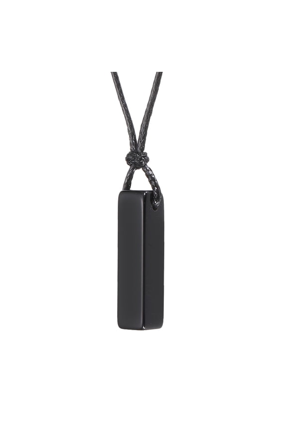 Chakra Crystals Necklace, Crystal Stones Bar Pendant Necklace Adjustable Black Rope Energy Natural Gemstone Pendant Jewelry for Unisex Men Women, Black Agate
