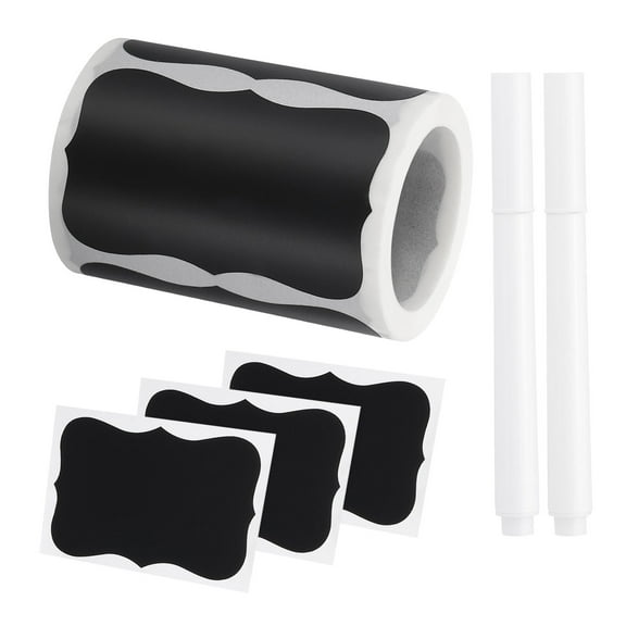 Uxcell Chalkboard Labels, 120Pcs Blackboard Sticker 2 Chalk Pen, Pantry label for Container Jar Storage Bin(Wavy Shape)