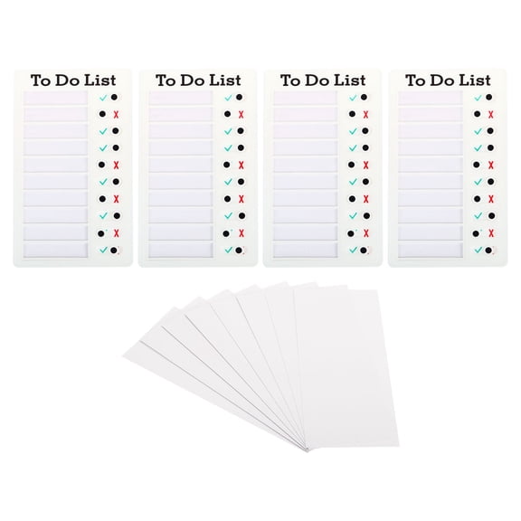 Uxcell Checklist Board Set, 4Pcs Plastic Memo Chore Chart Task Schedule with Blank Cardstock Pen , White