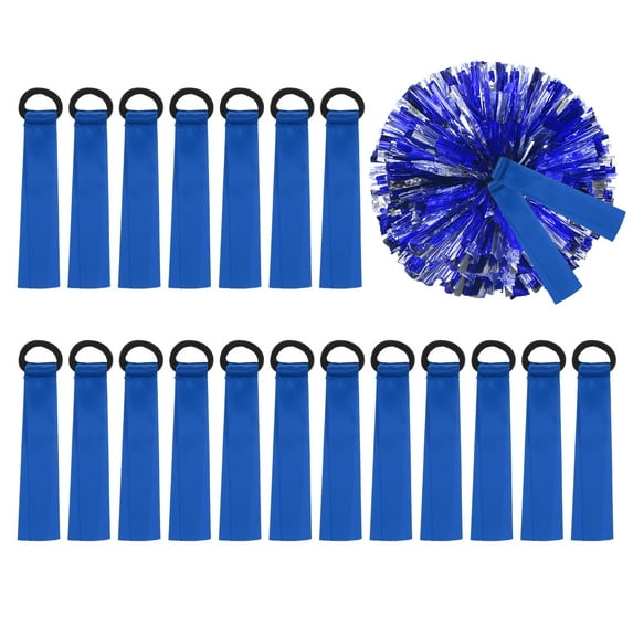 Cheerleader Pom Poms Name Tag, Blank Gear Tags Cheer Camp Pom Tags Tie Ribbon, Blue 24Pcs