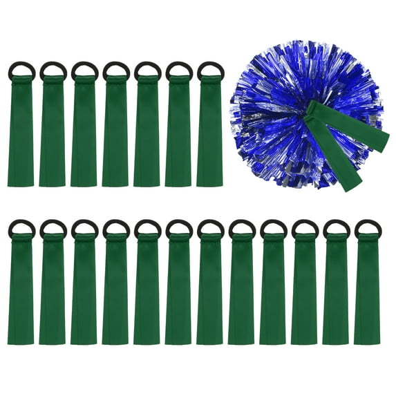 Cheerleader Pom Poms Name Tag, Blank Gear Tags Cheer Camp Pom Tags Tie Ribbon, Green 24Pcs