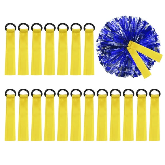 Cheerleader Pom Poms Name Tag, Blank Gear Tags Cheer Camp Pom Tags Tie Ribbon, Yellow 24Pcs