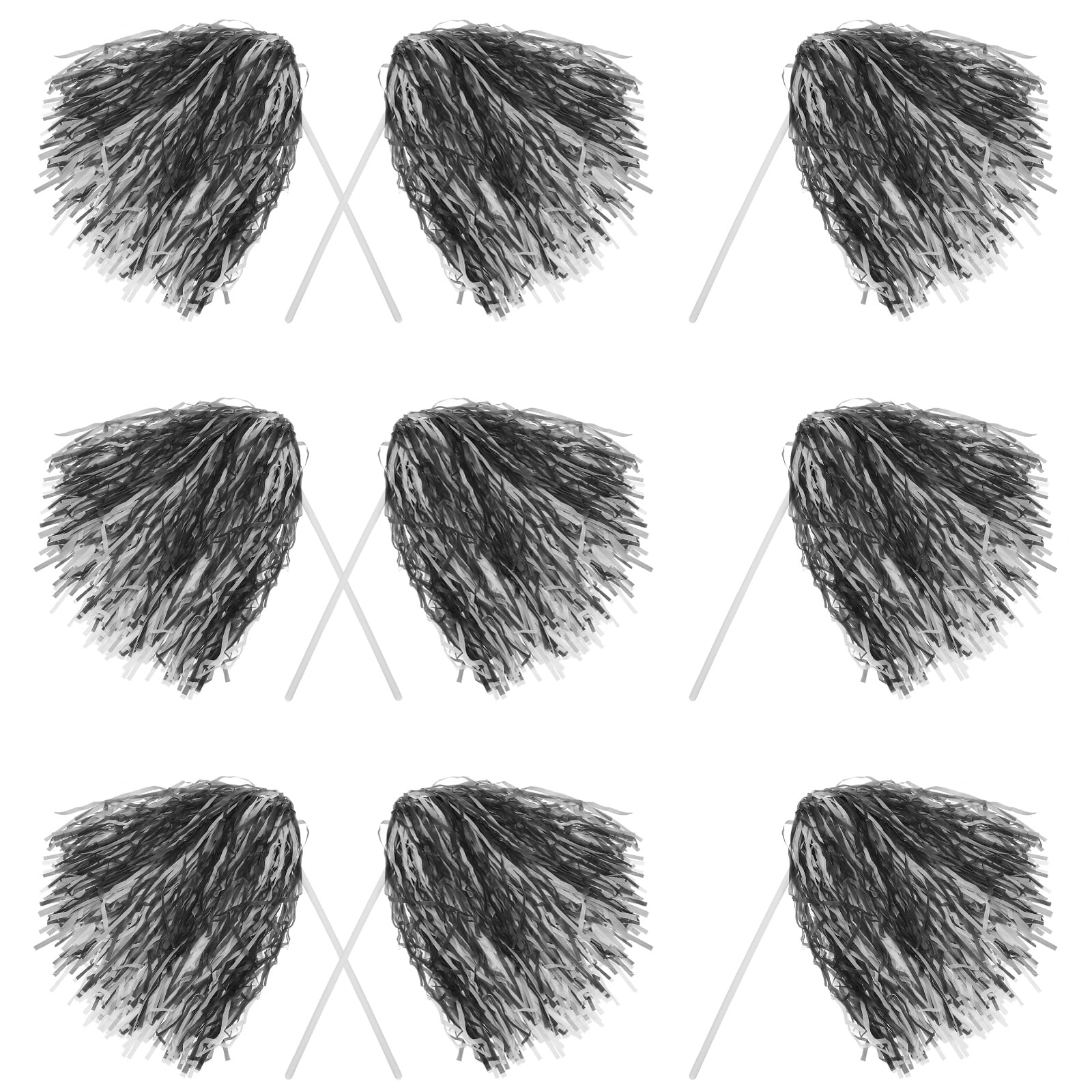 Uxcell Cheerleader Pom Poms Spirit Shakers Cheer Pompoms, Long Handle for Team Sports Dance Party Performance Cheering Black White