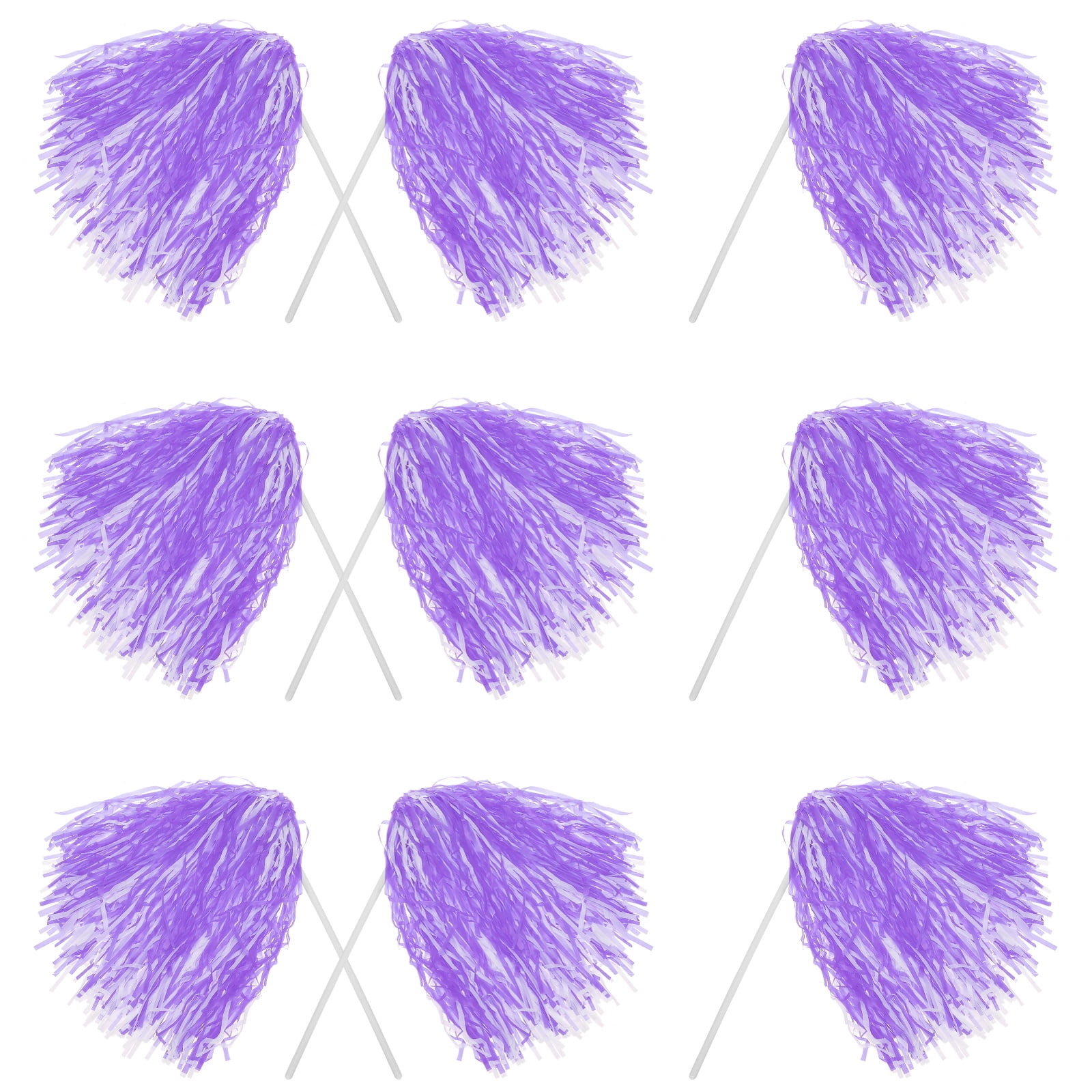 Uxcell Cheerleader Pom Poms Spirit Shakers Cheer Pompoms, Long Handle for Team Sports Dance Party Performance Cheering Purple White