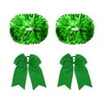 thumbnail image 1 of Uxcell Cheerleading Pom Poms, with Baton Handle and 2Pcs Green Large Cheerleader Hair Bow, Green 2 Pack, 1 of 7