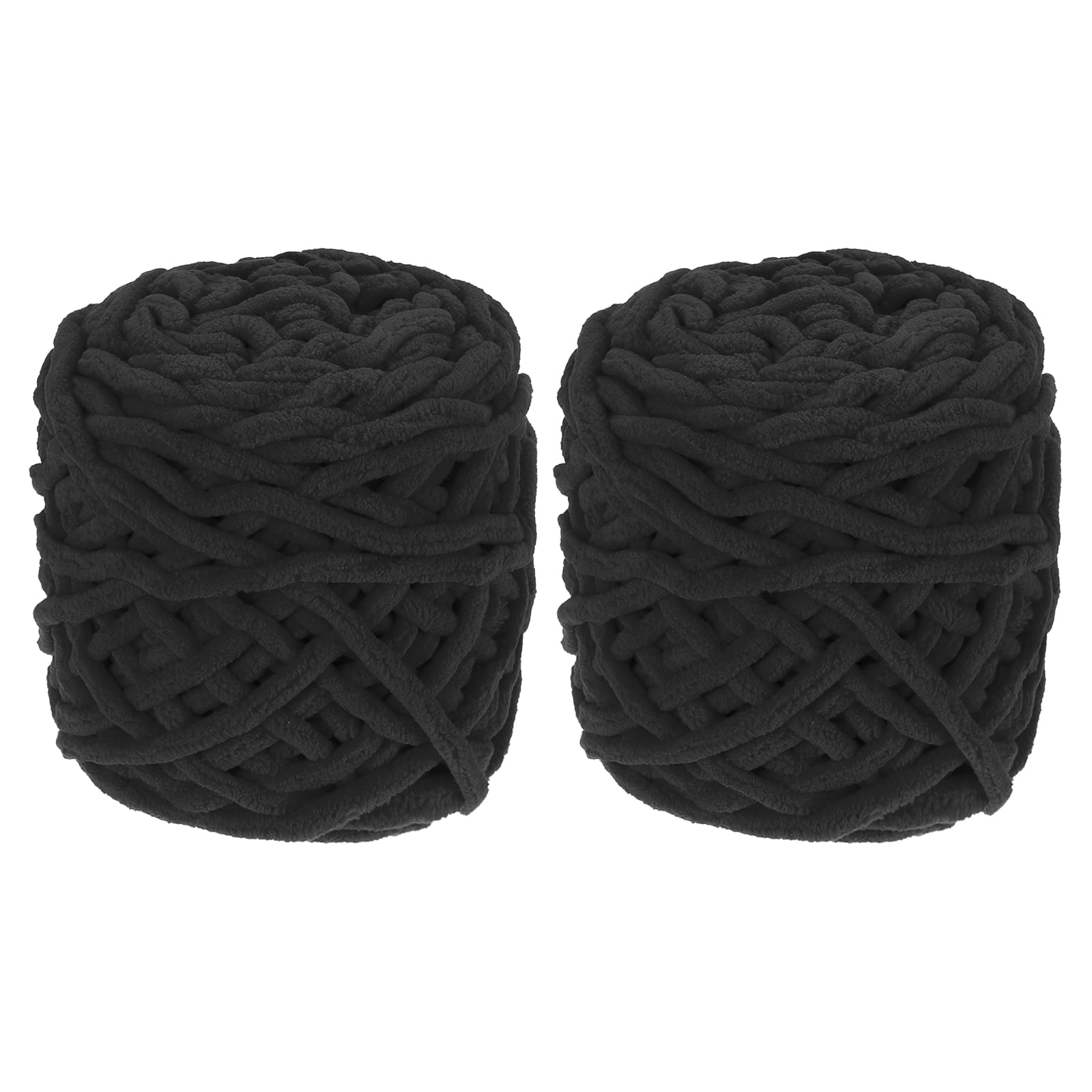 Uxcell Chenille Chunky Yarns, Plush Bulky Thick Fluffy Yarn for Crochet, Soft Velvet Blanket Yarn for Sweater Hand Knitting Crocheting Black