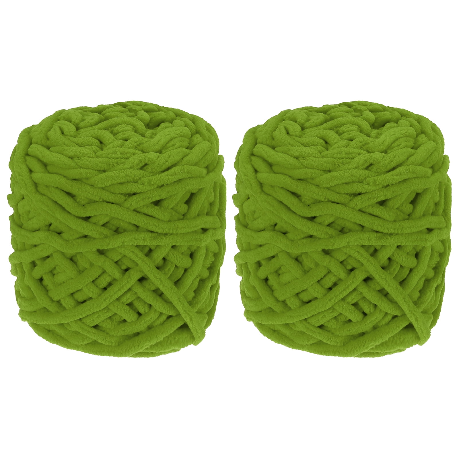 Uxcell Chenille Chunky Yarns, Plush Bulky Thick Fluffy Yarn for Crochet, Soft Velvet Blanket Yarn for Sweater Hand Knitting Crocheting Grass Green
