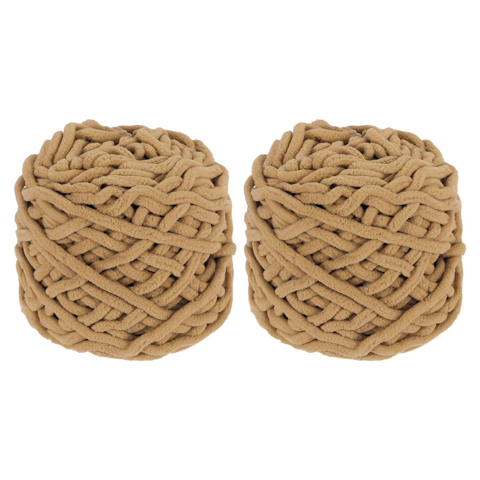 Uxcell Chenille Chunky Yarns, Plush Bulky Thick Fluffy Yarn for Crochet, Soft Velvet Blanket Yarn for Sweater Hand Knitting Crocheting Khaki