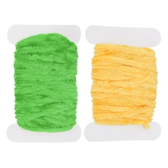 Uxcell Chenille Fly Tying Total 10 M, 2 Pack Rayon Chenille Fly Tying Materials for Making Fishing Hook, Dark Yellow/Green