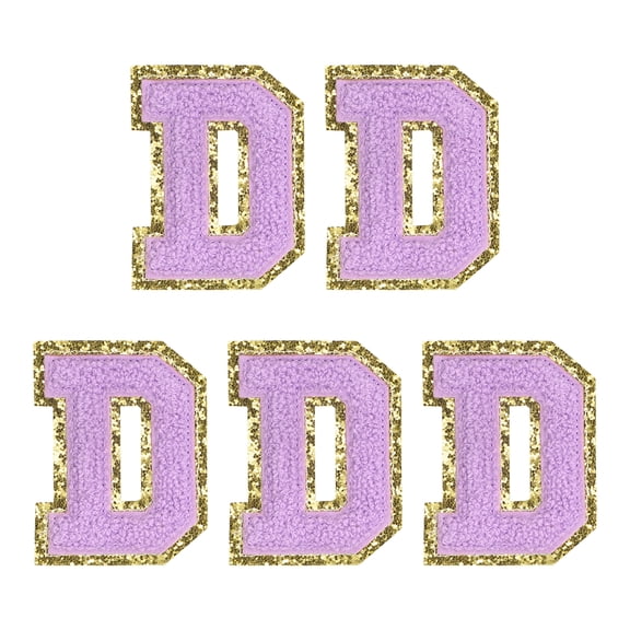 Uxcell Chenille Letter D Embroidered Patches 2.2" Self Adhesive Letter Stickers for Clothing(Purple, Pack of 5)