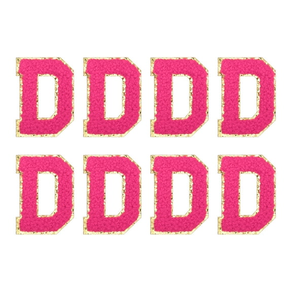 Uxcell Chenille Letter D Embroidered Patches 2.2" Self Adhesive Letter Stickers for Clothing(Rose Red, Pack of 8)