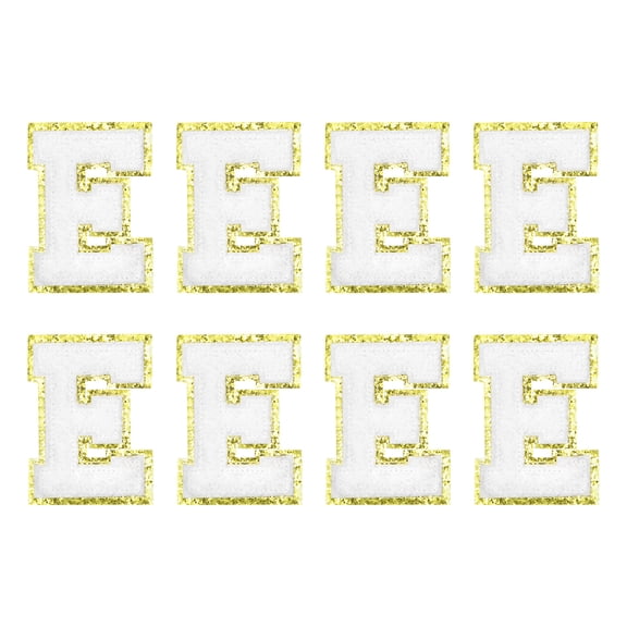 Uxcell Chenille Letter E Embroidered Patches 2.2" Self Adhesive Letter Stickers for Clothing(White, Pack of 8)