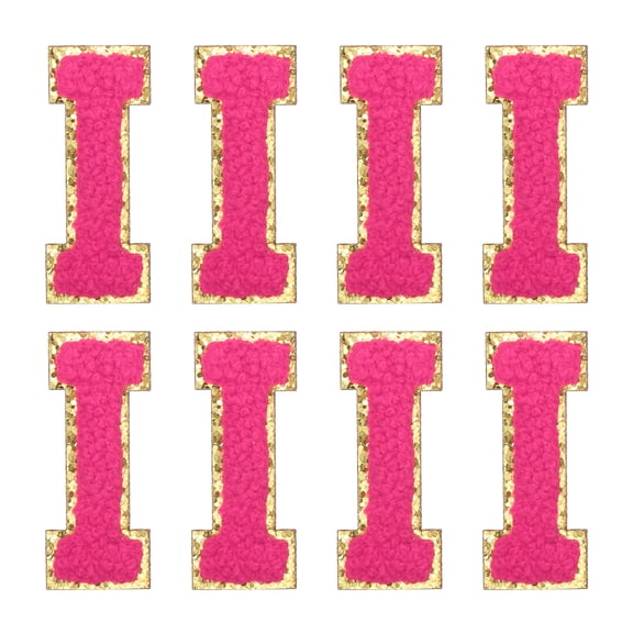 Uxcell Chenille Letter I Embroidered Patches 2.2" Self Adhesive Letter Stickers for Clothing(Rose Red, Pack of 8)