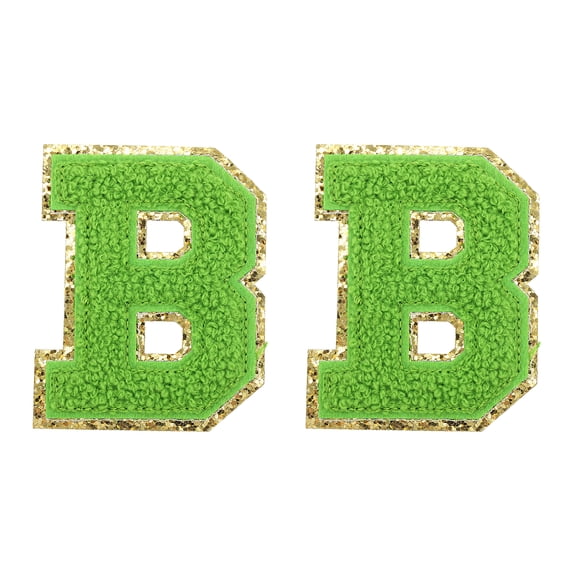 Uxcell Chenille Letter Patches 2.2" Self Adhesive Letter B Stick on Embroidered Patch for Clothing Repair (Green, Pack of 2)