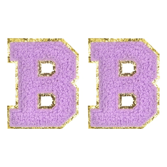 Uxcell Chenille Letter Patches 2.2" Self Adhesive Letter B Stick on Embroidered Patch for Clothing Repair (Purple, Pack of 2)