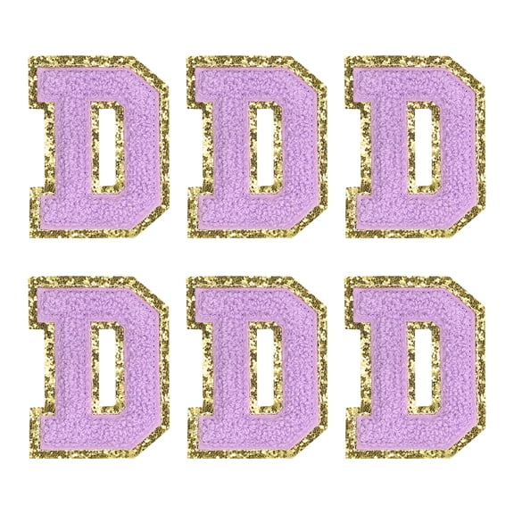 Uxcell Chenille Letter Patches 2.2" Self Adhesive Letter D Stick on Embroidered Patch Sew on Letter Stickers Applique for Repairing Clothing Jeans Shoes Hats DIY(Purple, Pack of 6)