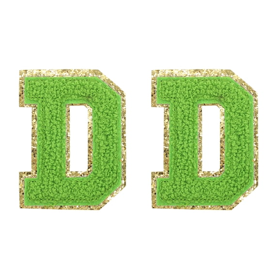 Uxcell Chenille Letter Patches 2.2" Self Adhesive Letter D Stick on Embroidered Patch for Clothing Repair (Green, Pack of 2)