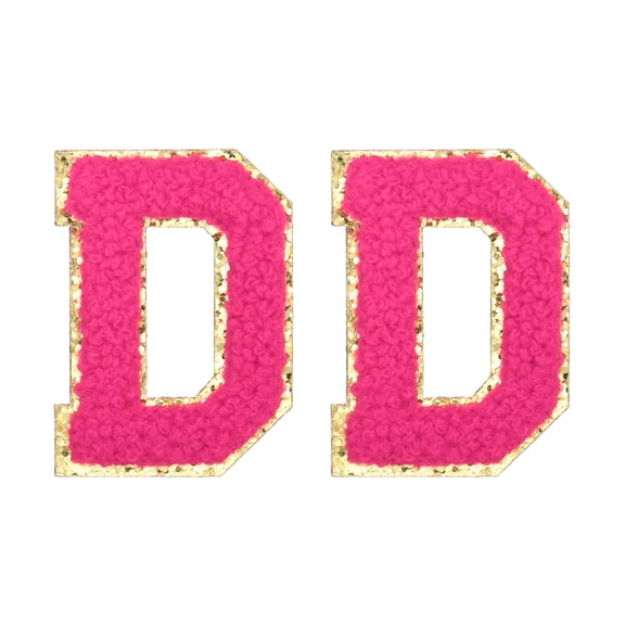 Uxcell Chenille Letter Patches 2.2" Self Adhesive Letter D Stick on Embroidered Patch for Clothing Repair (Rose Red, Pack of 2)