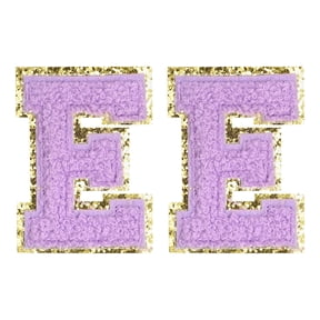 Uxcell Chenille Letter Patches 2.2" Self Adhesive Letter E Stick on Embroidered Patch for Clothing Repair (Purple, Pack of 2)