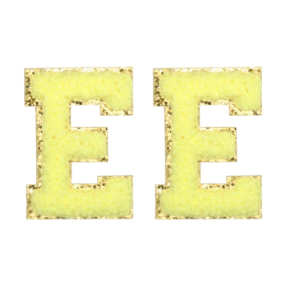 Uxcell Chenille Letter Patches 2.2" Self Adhesive Letter E Stick on Embroidered Patch for Clothing Repair (Yellow, Pack of 2)