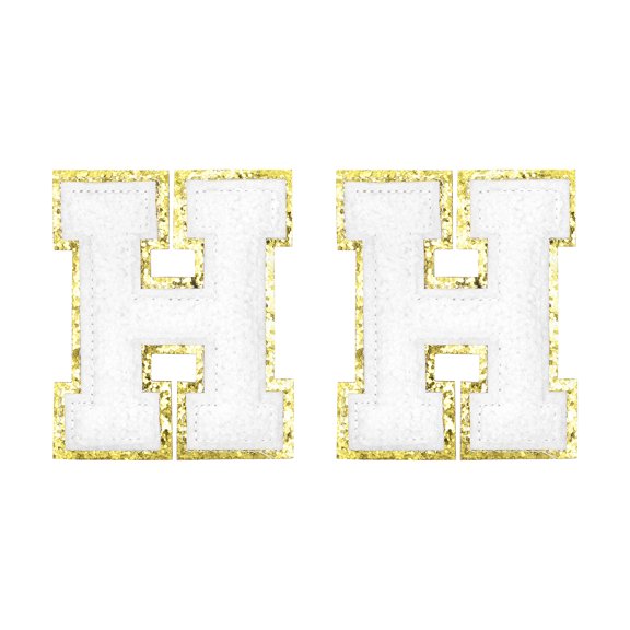 Uxcell Chenille Letter Patches 2.2" Self Adhesive Letter H Stick on Embroidered Patch for Clothing Repair (White, Pack of 2)