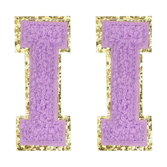 Uxcell Chenille Letter Patches 2.2" Self Adhesive Letter I Stick on Embroidered Patch for Clothing Repair (Purple, Pack of 2)