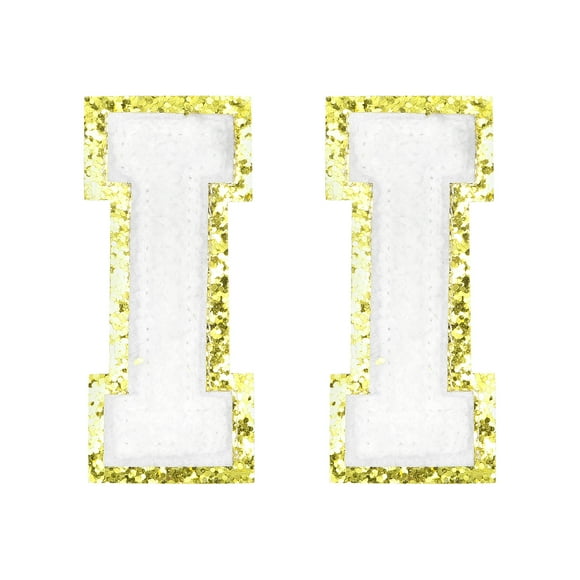 Uxcell Chenille Letter Patches 2.2" Self Adhesive Letter I Stick on Embroidered Patch for Clothing Repair (White, Pack of 2)