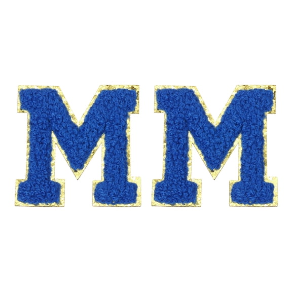 Uxcell Chenille Letter Patches 2.2" Self Adhesive Letter M Stick on Embroidered Patch for Clothing Repair (Blue, Pack of 2)
