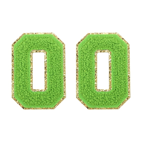 Uxcell Chenille Letter Patches 2.2" Self Adhesive Letter O Stick on Embroidered Patch for Clothing Repair (Green, Pack of 2)