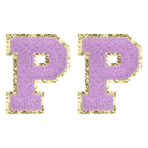Uxcell Chenille Letter Patches 2.2" Self Adhesive Letter P Stick on Embroidered Patch for Clothing Repair (Purple, Pack of 2)