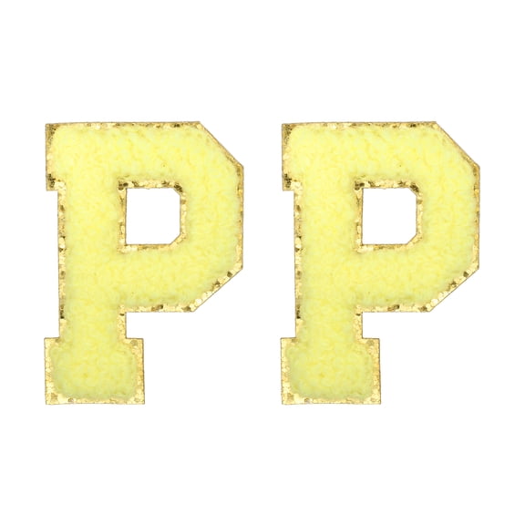 Uxcell Chenille Letter Patches 2.2" Self Adhesive Letter P Stick on Embroidered Patch for Clothing Repair (Yellow, Pack of 2)