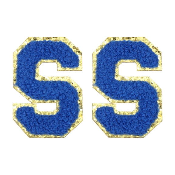 Uxcell Chenille Letter Patches 2.2" Self Adhesive Letter S Stick on Embroidered Patch for Clothing Repair (Blue, Pack of 2)