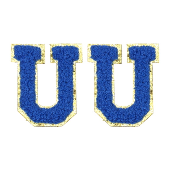 Uxcell Chenille Letter Patches 2.2" Self Adhesive Letter U Stick on Embroidered Patch for Clothing Repair (Blue, Pack of 2)