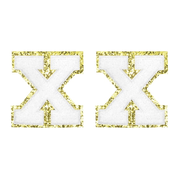 Uxcell Chenille Letter Patches 2.2" Self Adhesive Letter X Stick on Embroidered Patch for Clothing Repair (White, Pack of 2)